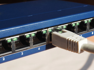 Sticker - Modem router switch with RJ45 ethernet plug ports