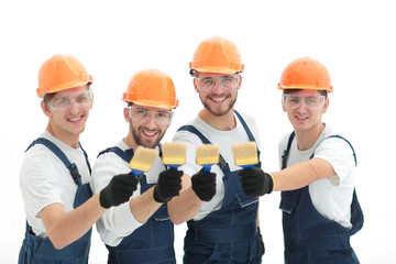 Canvas Print - closeup.portrait of team of construction workers