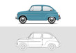 Vector illustration of Fiat 500 1957 - 1975. Old timer, classic car.
