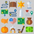 © Orxan - Icon set about United States with keywords united states, sheriff, route, salon, pumpkin and money