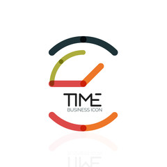 Vector abstract logo idea, time concept or clock business icon. Creative logotype design template