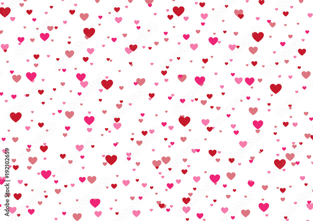 Happy Valentines Day. Pink and red hearts on a white background ...