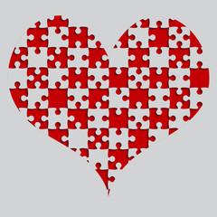 Red Puzzle Heart Pieces - JigSaw - Field Chess