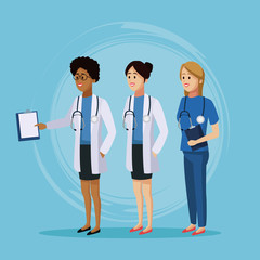 Poster - Medical team cartoon icon vector illustration graphic design Health and healthcare