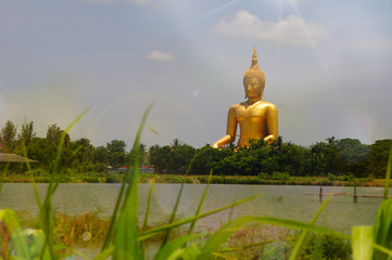 Big Golden Buddha Statue at Wat Muang, Ang Thong Province, thailand