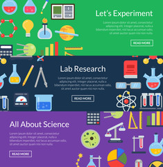 Wall Mural - vector web banner templates with flat style science icons