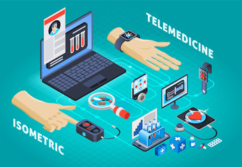 Poster - Digital Health Telemedicine Isometric Composition 