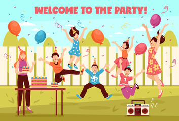 Canvas Print - B-Day Party Kids Composition