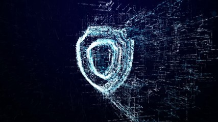 Wall Mural - Protection icon consisting of interactive digit and symbol. Security icon in digital cyber space