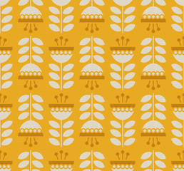 Poster - seamless retro pattern with flowers and leaves