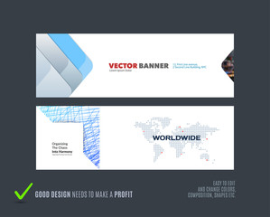 Wall Mural - Abstract vector set of modern horizontal website banners
