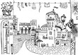 Vector city sketch, Malaga, Spain
