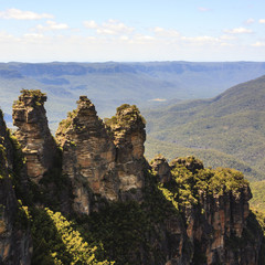 Sticker - The Three Sisters is the Blue Mountains’ most Impressive landmark. Located at Echo Point Katoomba. Blue Mountains, New South Wales, Australia 