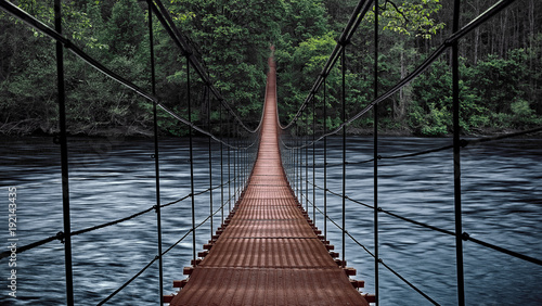 Naklejka most linowy  poczatek-przygody-droga-do-dzungli-most-wiszacy-krajobrazowy-widok-na-long-view