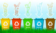 Waste segregation background with recycle bins 