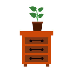 Canvas Print - Desk with plant pot icon vector illustration graphic design