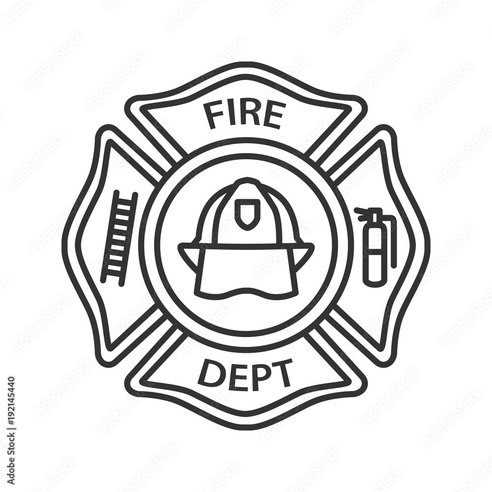 Fire department badge linear icon Stock Vector | Adobe Stock