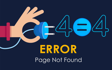 Wall Mural - 404 error page not found vector plug graphic