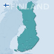Map of cities and roads in Finland.