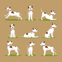 Sticker - Cartoon Color Funny Puppy Icons Set. Vector