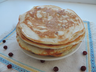 pancakes with honey and sour cream on Shrove Tuesday