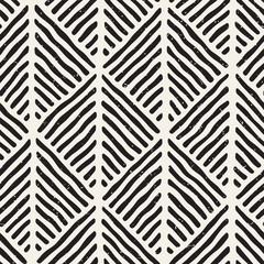 Wall Mural - seamless geometric doodle lines pattern in black and white. adstract hand drawn retro texture.