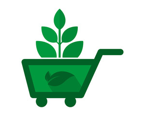 Wall Mural - green herb trolley cart carry carriage image vector icon logo