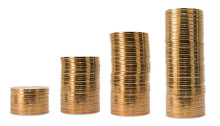 Stack Of Coins Isolated On White Background.Clipping Path.