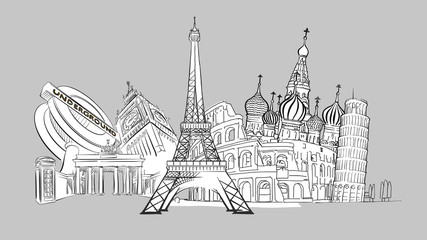 Canvas Print - Travel to Europe. Hand-drawn Collection.