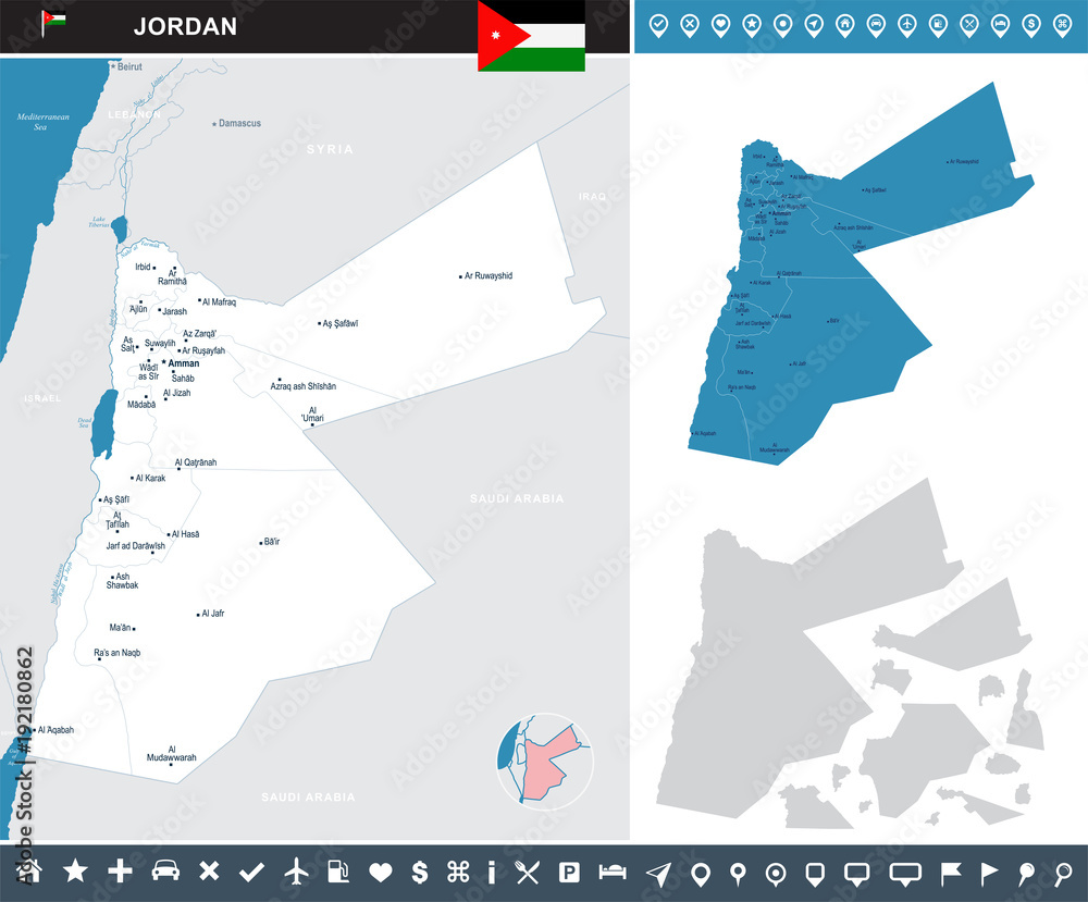 Jordan - infographic map - Detailed Vector Illustration Stock Vector ...