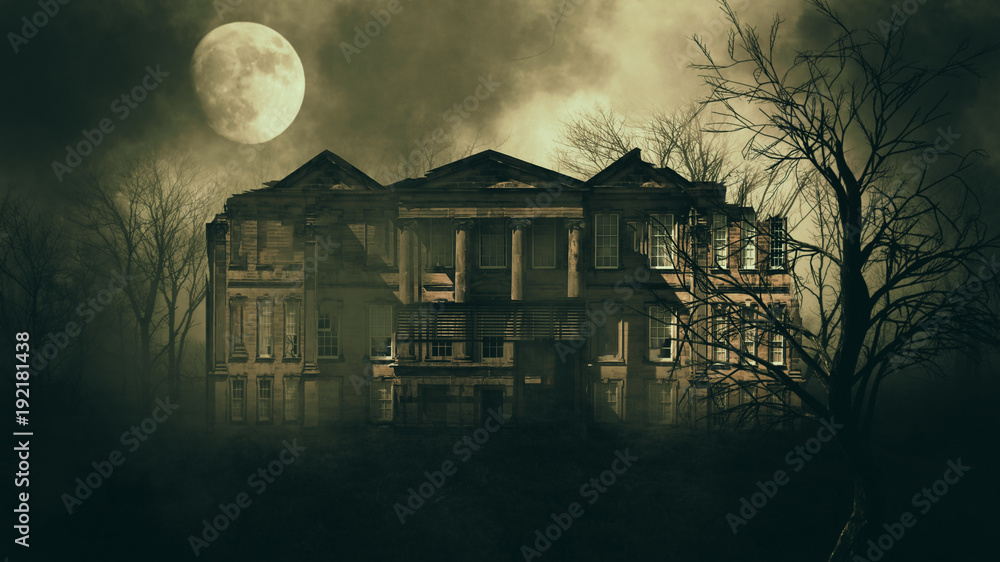 haunted house in creepy night forest.	 - obrazy, fototapety, plakaty 