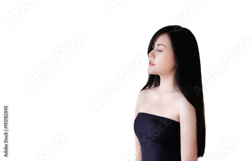 Close Up Of Young Asian Beautiful Woman With Natural Clean Skin