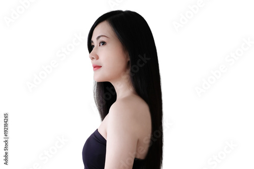 Close Up Of Young Asian Beautiful Woman With Natural Clean Skin