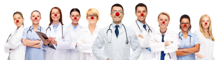 Sticker - group of smiling doctors at red nose day