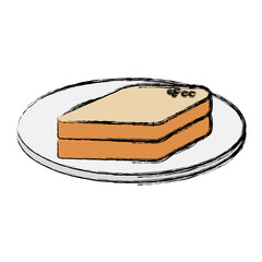 Sticker - dish with bread sliced isolated icon vector illustration design