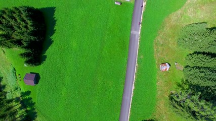 Wall Mural - Mountain road, beautiful overhead aerial view