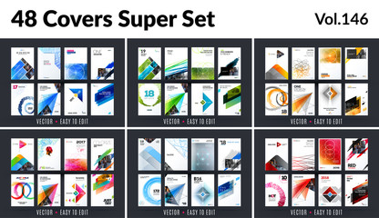 Wall Mural - Mega set of abstract templates for business, trendy colourful triangles