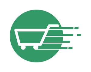 Wall Mural - fast trolley cart carry carriage image vector icon logo