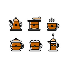 Wall Mural - coffee brewing icon set