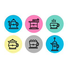 Wall Mural - coffee brewing icon set