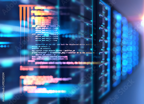 Cuadros en Lienzo server room 3d illustration with node base programming data design element