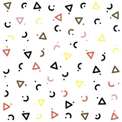 Wall Mural - vector abstract geometric pattern memphis style on a white background. triangle, half circle and dot