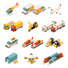 Canvas Print - Isometric Transportation Elements Set