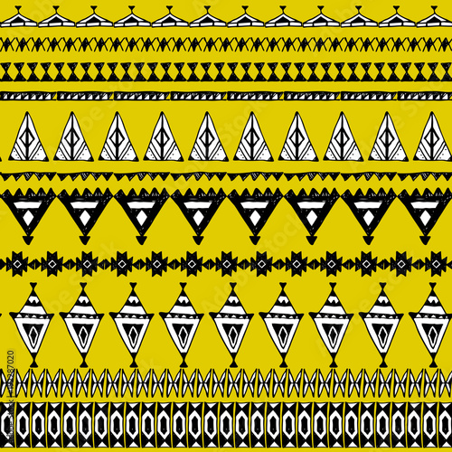 Seamless Pattern With Native Zigzag Ornaments Hand Drawn Ethnic