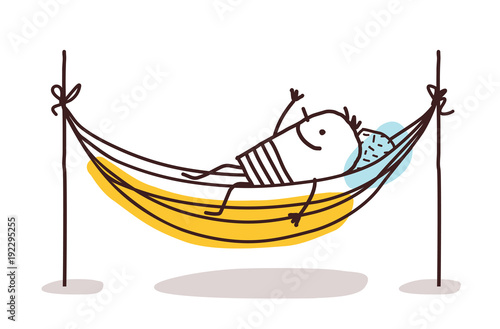 Fotografía Cartoon Man Having a Rest in a Hammock