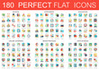 © lembergvector - 180 vector complex flat icons concept symbols of school, stationery, education, online learning, brain process, data science icons. Web infographic icon design.