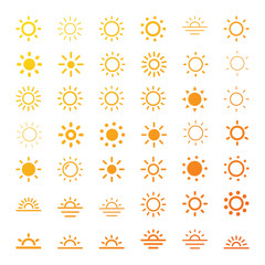 Wall Mural - Sun icon line vector set. Sun silhouette. Isolated vector illustration.