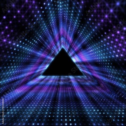 Zdjęcie XXL Abstrakt tło z Czarnym trójbokiem i Jarzyć się siatką.