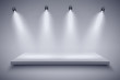Light box with Black and white platform on with four spotlights. Editable Background Vector illustration.