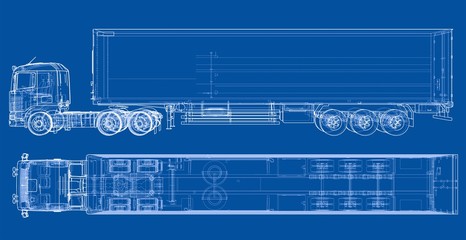 Poster - European truck outlined vector